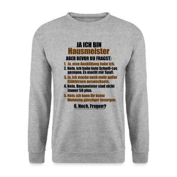 Profession Concierge Emploi Proverbes Drôles - Sweat-shirt Unisexe - gris chiné - Devant - Alina (178cm) & Michal (187cm)