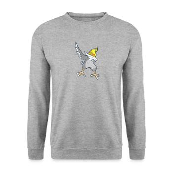 Nymphensittich Vogel Bird Tänzer Musik Papagei - Unisex Pullover - Weißgrau meliert - Vorne - Alina (178cm) & Michal (187cm)