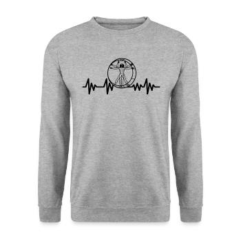 HEARTBEAT RHÖNRAD Rhönradturner gymnastique Davinci - Sweat-shirt Unisexe - gris chiné - Devant - Alina (178cm) & Michal (187cm)