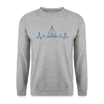 HERZSCHLAG Segeln Segler Schiff Yacht Boot blau - Unisex Pullover - Weißgrau meliert - Vorne - Alina (178cm) & Michal (187cm)