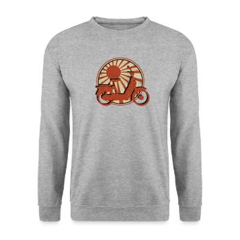 Mofa Tshirt Mofaroller Moped Mofafahrer Mofas - Unisex Pullover - Weißgrau meliert - Vorne - Alina (178cm) & Michal (187cm)