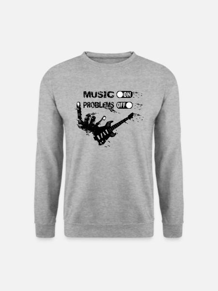 Koszula gitara gitarzysta basowy instrument muzyk - Bluza unisex - biało-szary melanż