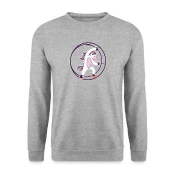 Rhönrad Rhönradturnen Turnerin Einhorn Rhönrad - Unisex Pullover - Weißgrau meliert - Vorne - Alina (178cm) & Michal (187cm)