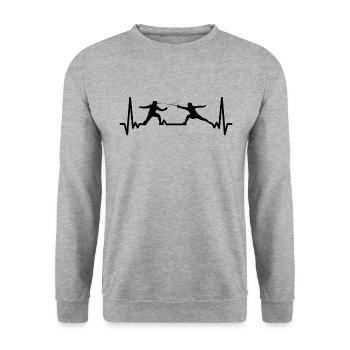 Cadeau d’escrime cardiogramme pour jeu d’escrimeur - Sweat-shirt Unisexe - gris chiné - Devant - Alina (178cm) & Michal (187cm)