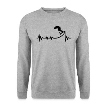 Tretroller Stuntscooter Herzschlag Stuntroller - Unisex Pullover - Weißgrau meliert - Vorne - Alina (178cm) & Michal (187cm)