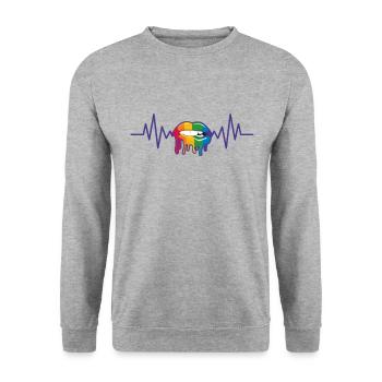 LGBTQ lesbischen pride Lesben Flaggen Lippen LGBTQ - Unisex Pullover - Weißgrau meliert - Vorne - Alina (178cm) & Michal (187cm)