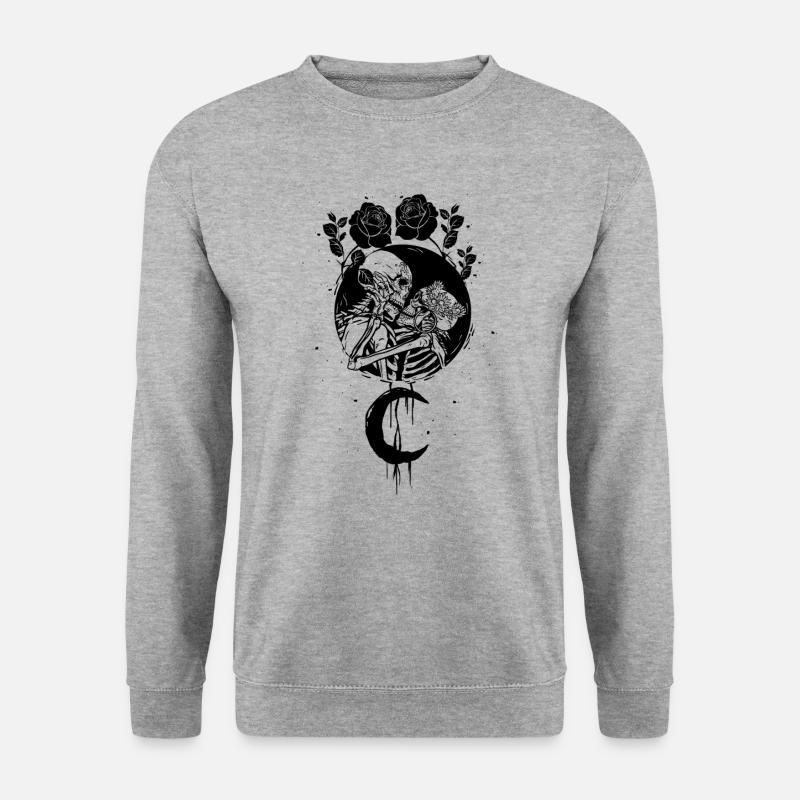 Occult Moonrose Witchcraft Hexe Pärchen Okkult - Unisex Pullover - Weißgrau meliert