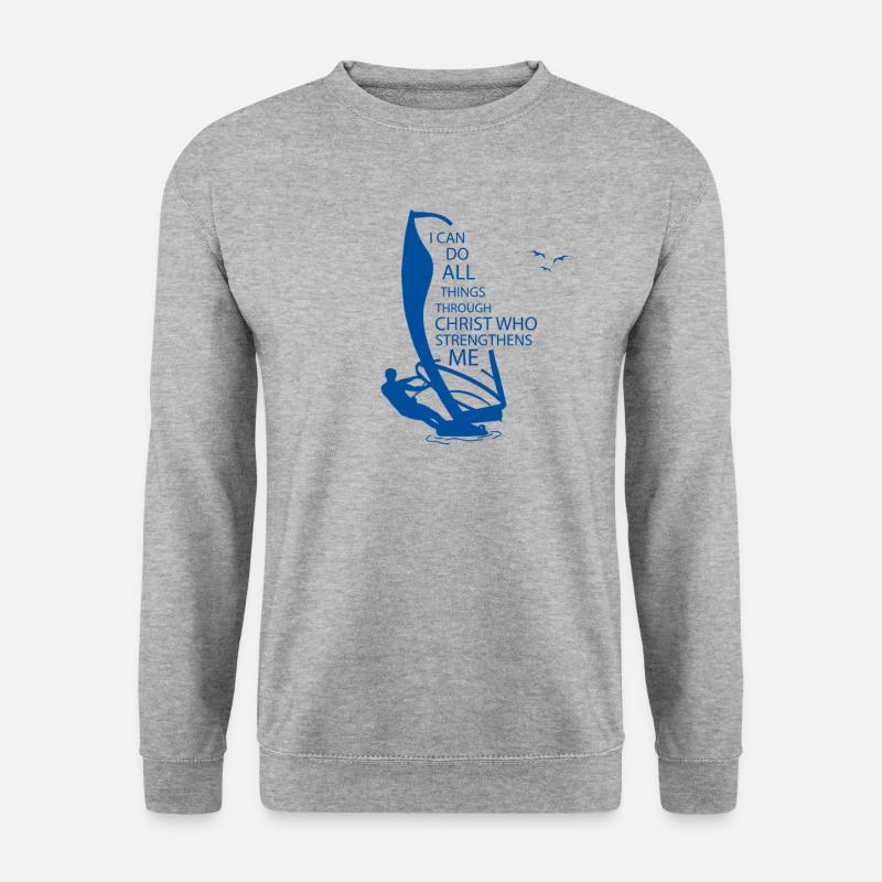 Windsurfing Segel Surfbrett Windsurfen - Unisex Pullover - Weißgrau meliert