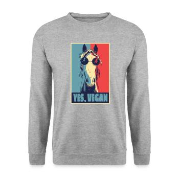 Pferd Reiten Pferde Vegan Pferd Reiter Veganer - Unisex Pullover - Weißgrau meliert - Vorne - Alina (178cm) & Michal (187cm)