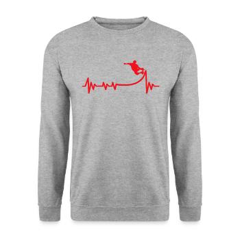 Skateboards Skater Deck Skating Heartbeat - Unisex Sweatshirt - salt & pepper - Front - Alina (178cm) & Michal (187cm)