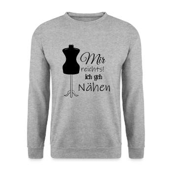 Mir reichts ich geh Nähen - Unisex Pullover - Weißgrau meliert - Vorne - Alina (178cm) & Michal (187cm)