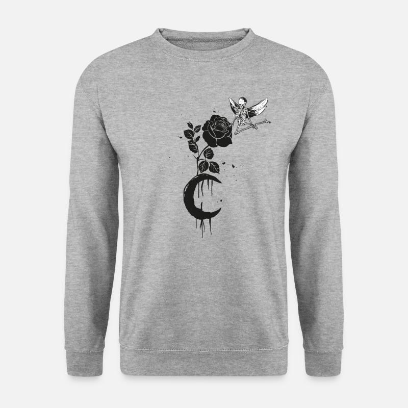 Occult Moonrose Witchcraft Hexe Skelett Okkult - Unisex Pullover - Weißgrau meliert