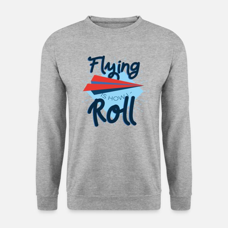 Papier-Flugzeug-Pilot Mathe-Lehrer lustige - Unisex Pullover - Weißgrau meliert