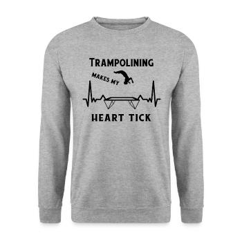 Trampolin Fitness Kunstturner Workout Herzschlag - Unisex Pullover - Weißgrau meliert - Vorne - Alina (178cm) & Michal (187cm)