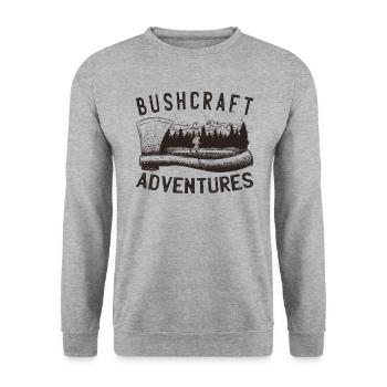 Bushcrafter Survival offroads Outdoor-Camping - Unisex Pullover - Weißgrau meliert - Vorne - Alina (178cm) & Michal (187cm)