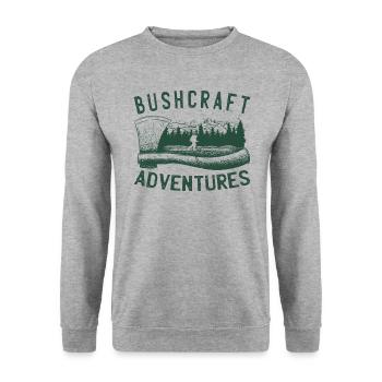 Bushcrafter Survival offroads Outdoor-Camping - Unisex Pullover - Weißgrau meliert - Vorne - Alina (178cm) & Michal (187cm)