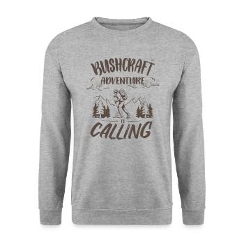 Bushcrafter Survival Hiking Outdoor Camping - Unisex Sweatshirt - salt & pepper - Front - Alina (178cm) & Michal (187cm)