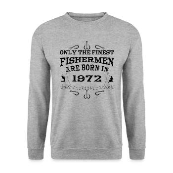 Angler Jahrgang 1972 Geburtstag geboren - Unisex Pullover - Weißgrau meliert - Vorne - Alina (178cm) & Michal (187cm)
