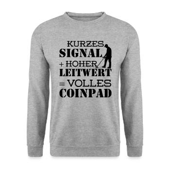 Sondengänger Sondler Metallsuchgerät Coinpad - Unisex Pullover - Weißgrau meliert - Vorne - Alina (178cm) & Michal (187cm)
