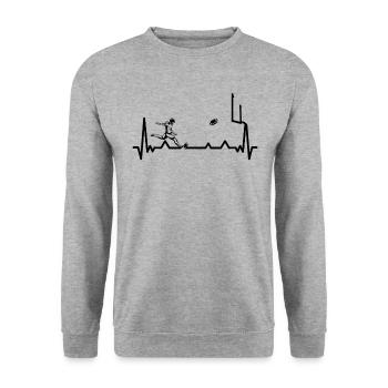 Football Player Rugby Ball Football Game - Unisex Sweatshirt - salt & pepper - Front - Alina (178cm) & Michal (187cm)