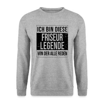 Haarstylist Geburtstag geboren Legende Friseur - Unisex Pullover - Weißgrau meliert - Vorne - Alina (178cm) & Michal (187cm)