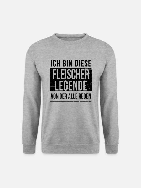 Metzger Geburtstag geboren Legende Fleischer - Unisex Pullover - Weißgrau meliert