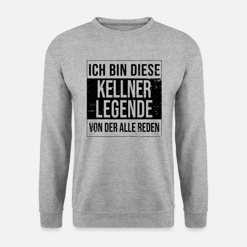 Gastronom-Wirt Geburtstag geboren Legende Kellner - Unisex Pullover - Weißgrau meliert