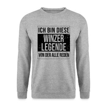 Weinbauer Geburtstag geboren Legende Winzer - Unisex Pullover - Weißgrau meliert - Vorne - Alina (178cm) & Michal (187cm)