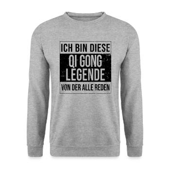 Qigong -gong Meditation geborene Legende - Unisex Pullover - Weißgrau meliert - Vorne - Alina (178cm) & Michal (187cm)