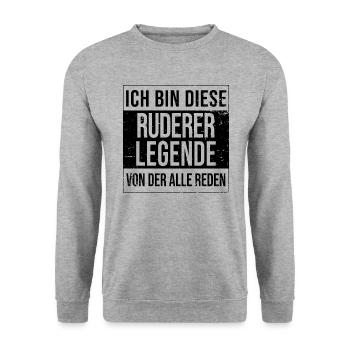 Rudern-Ruderboot Kanu-Paddel geboren Legende - Unisex Pullover - Weißgrau meliert - Vorne - Alina (178cm) & Michal (187cm)