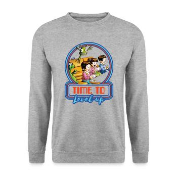 Gamer PC games gaming Konsolen zocken retro - Unisex Pullover - Weißgrau meliert - Vorne - Alina (178cm) & Michal (187cm)