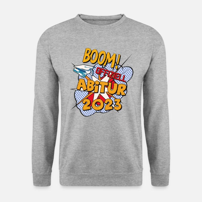 Abi 2023 Abitur bestanden Urkunde comic Abitur - Unisex Pullover - Weißgrau meliert
