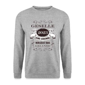 Ausbildung 2023 Abschluss bestanden Legende Azubi - Unisex Pullover - Weißgrau meliert - Vorne - Alina (178cm) & Michal (187cm)