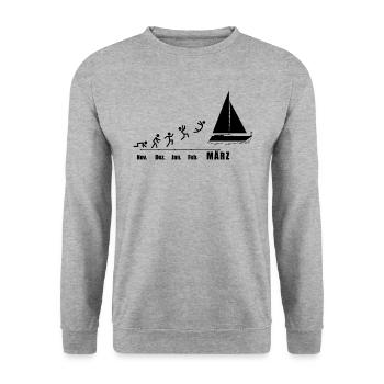 Segler Segelboot Segelschiff Segelyacht - Unisex Pullover - Weißgrau meliert - Vorne - Alina (178cm) & Michal (187cm)