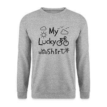 Triathlètes Running Natation Cyclisme Fun - Sweat-shirt Unisexe - gris chiné - Devant - Alina (178cm) & Michal (187cm)