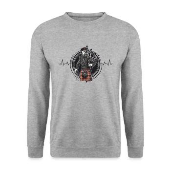 Bagpiper Scottish bagpipe heartbeat - Unisex Sweatshirt - salt & pepper - Front - Alina (178cm) & Michal (187cm)