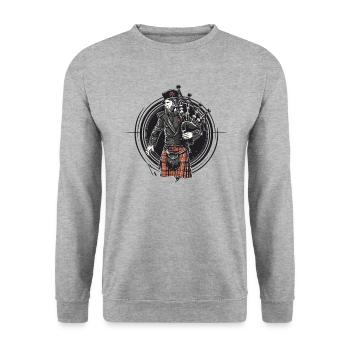 Bagpiper, Scottish bagpipe instrument - Unisex Sweatshirt - salt & pepper - Front - Alina (178cm) & Michal (187cm)