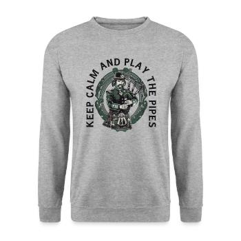 Bagpiper Scottish bagpipe-playing - Unisex Sweatshirt - salt & pepper - Front - Alina (178cm) & Michal (187cm)