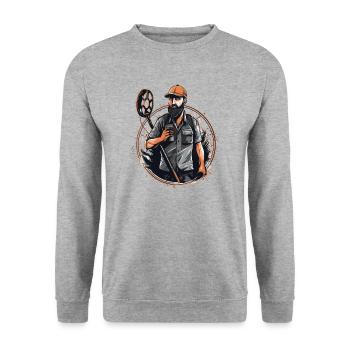 Détecteurs Sondler Sondeln Funny Coffee - Sweat-shirt Unisexe - gris chiné - Devant - Alina (178cm) & Michal (187cm)