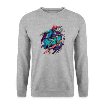 Skateboard Skater Ramp Skating Skating Lizards - Unisex Sweatshirt - salt & pepper - Front - Alina (178cm) & Michal (187cm)