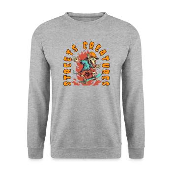 Skateboard Skater-Rampe Skaten Skating lustiges - Unisex Pullover - Weißgrau meliert - Vorne - Alina (178cm) & Michal (187cm)
