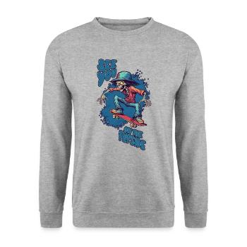 Skateboard Skater Ramp Skating Skating Funny - Unisex Sweatshirt - salt & pepper - Front - Alina (178cm) & Michal (187cm)