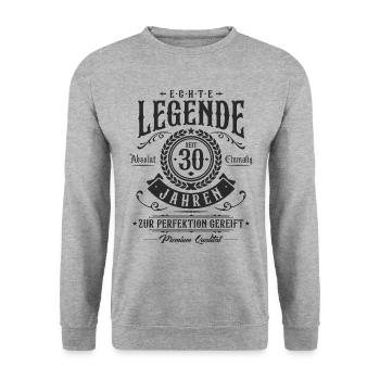 Legende seit 30 Jahren - 30 Geburtstag Geschenk - Unisex Pullover - Weißgrau meliert - Vorne - Alina (178cm) & Michal (187cm)