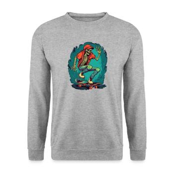 Skateboard Skater Ramp Skating Skating Skeleton - Unisex Sweatshirt - salt & pepper - Front - Alina (178cm) & Michal (187cm)