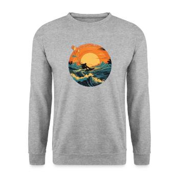 Kitesurf Kiteboard Kitesurfing Kite-Surf Vintage - Sweat-shirt Unisexe - gris chiné - Devant - Alina (178cm) & Michal (187cm)