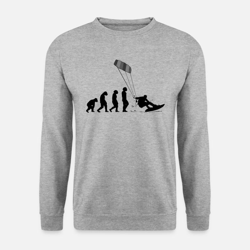 Kitesurf Kiteboard Kitesurfen Kite-Surf Evolution - Unisex Pullover - Weißgrau meliert