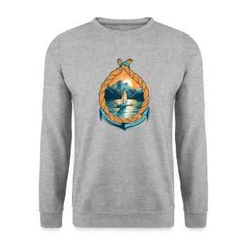 Sailboat Sailing Ship Sailing Yacht Vintage Sailing - Unisex Sweatshirt - salt & pepper - Front - Alina (178cm) & Michal (187cm)