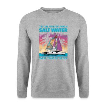 Catamaran boat sailboat sailing sailor - Unisex Sweatshirt - salt & pepper - Front - Alina (178cm) & Michal (187cm)