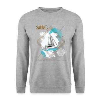 Sailor Sailboat Sailing Ship Sailing Yacht - Sweat-shirt Unisexe - gris chiné - Devant - Alina (178cm) & Michal (187cm)