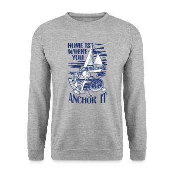 sailor sailboat sailing ship sailing yacht - Unisex Sweatshirt - salt & pepper - Front - Alina (178cm) & Michal (187cm)